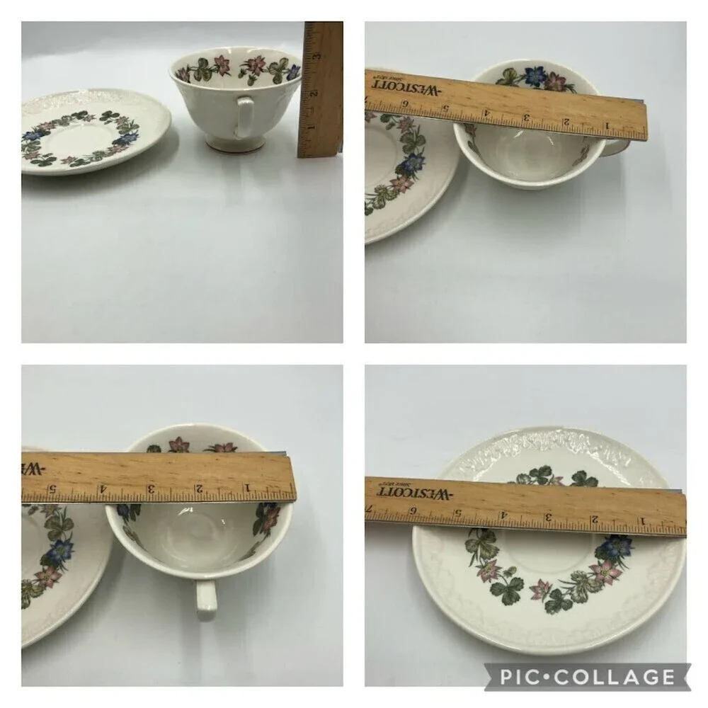 Vintage Pembroke Set of 4 Tea Cups and Saucers Wedgwood Corinthian USA England